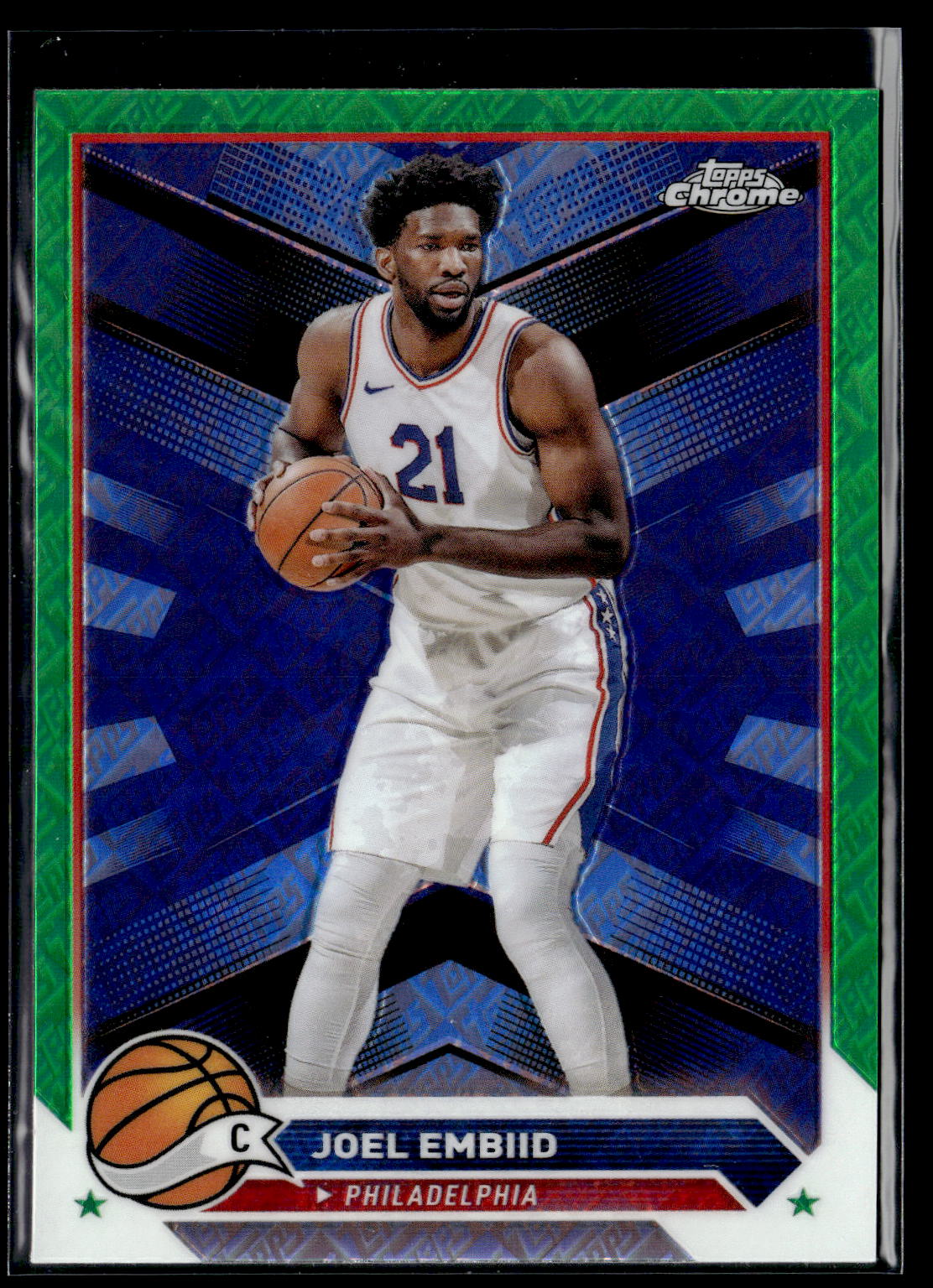 2023-24 Topps Chrome #100 Joel Embiid Green Logo Refractors