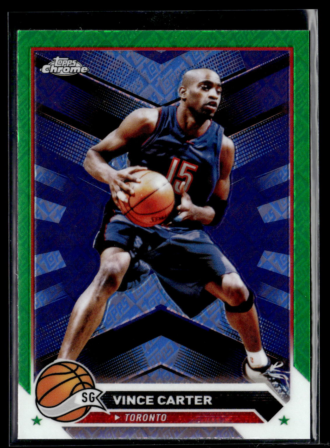 2023-24 Topps Chrome #82 Vince Carter Green Logo Refractors