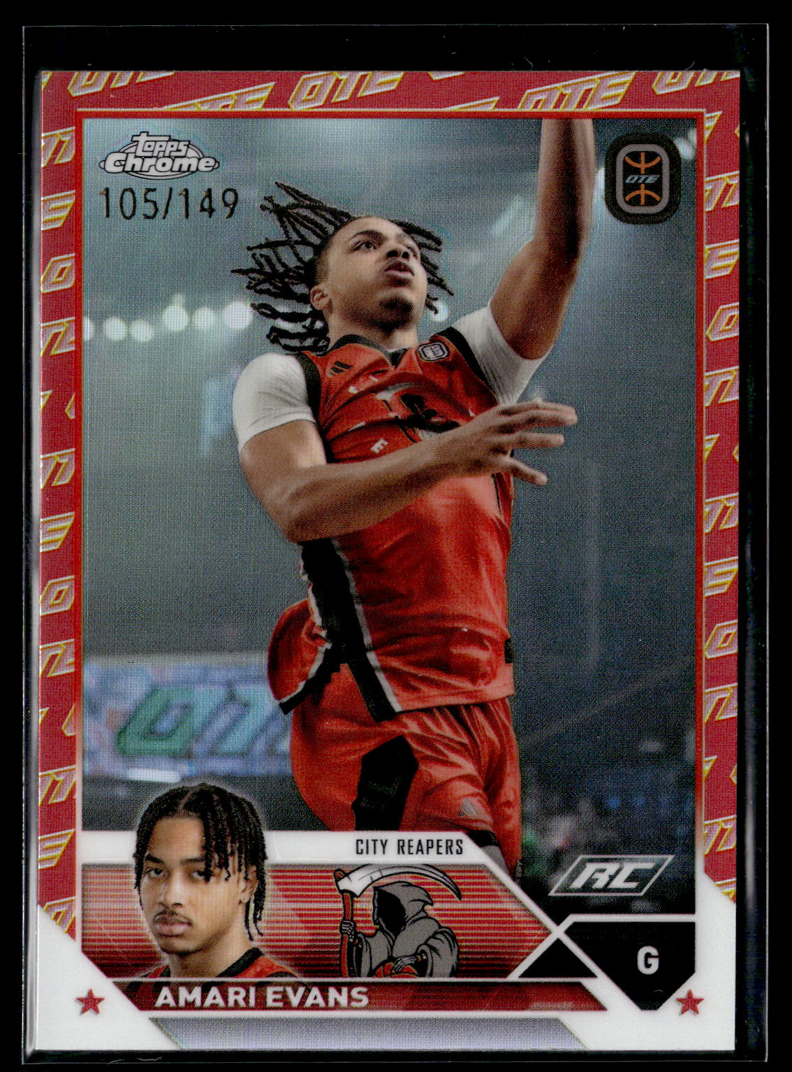2023-24 Topps Chrome Overtime Elite #32 Amari Evans Red/Yellow OTE Refractors