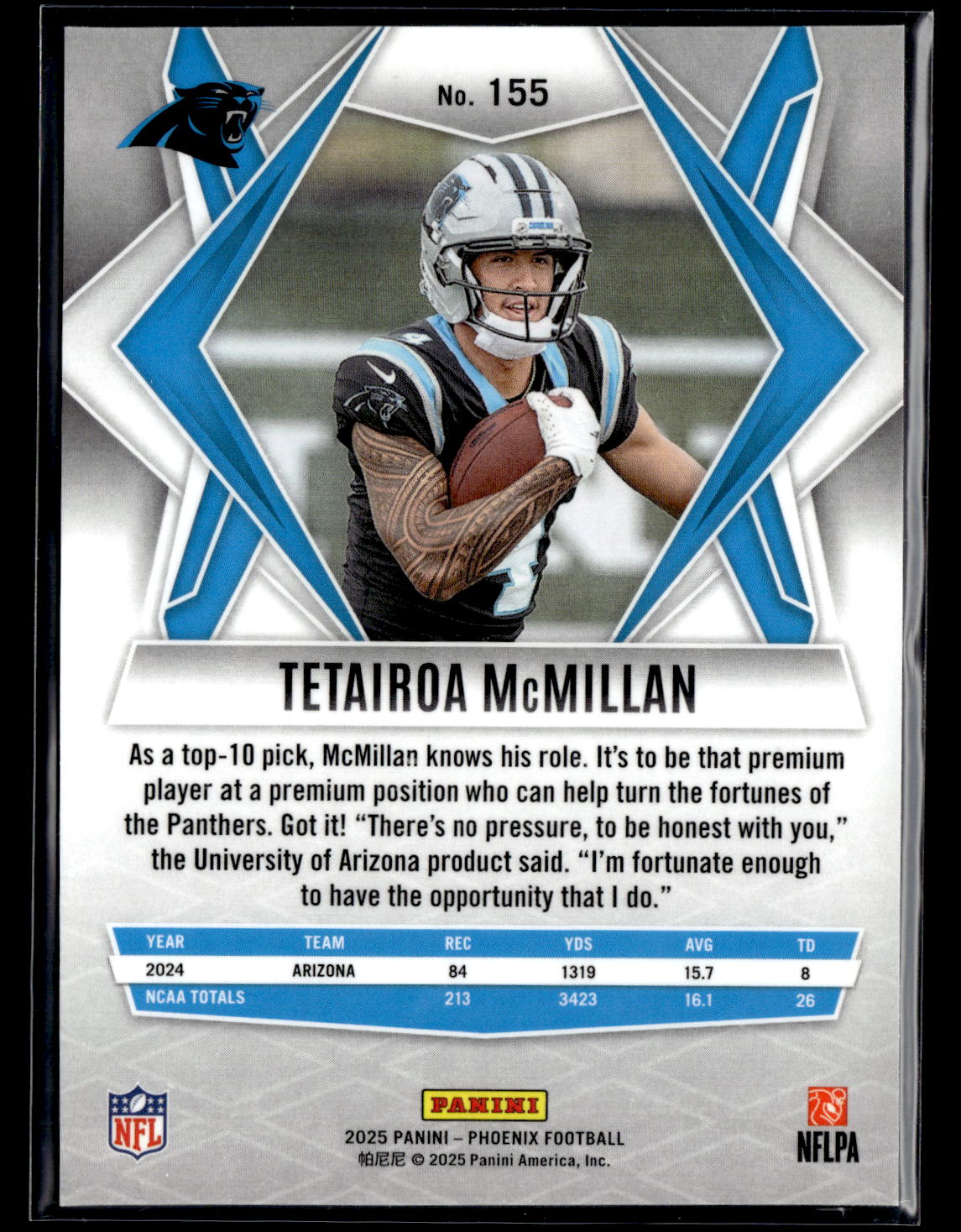 2025 Panini Phoenix #155 Tetairoa McMillan Rookie