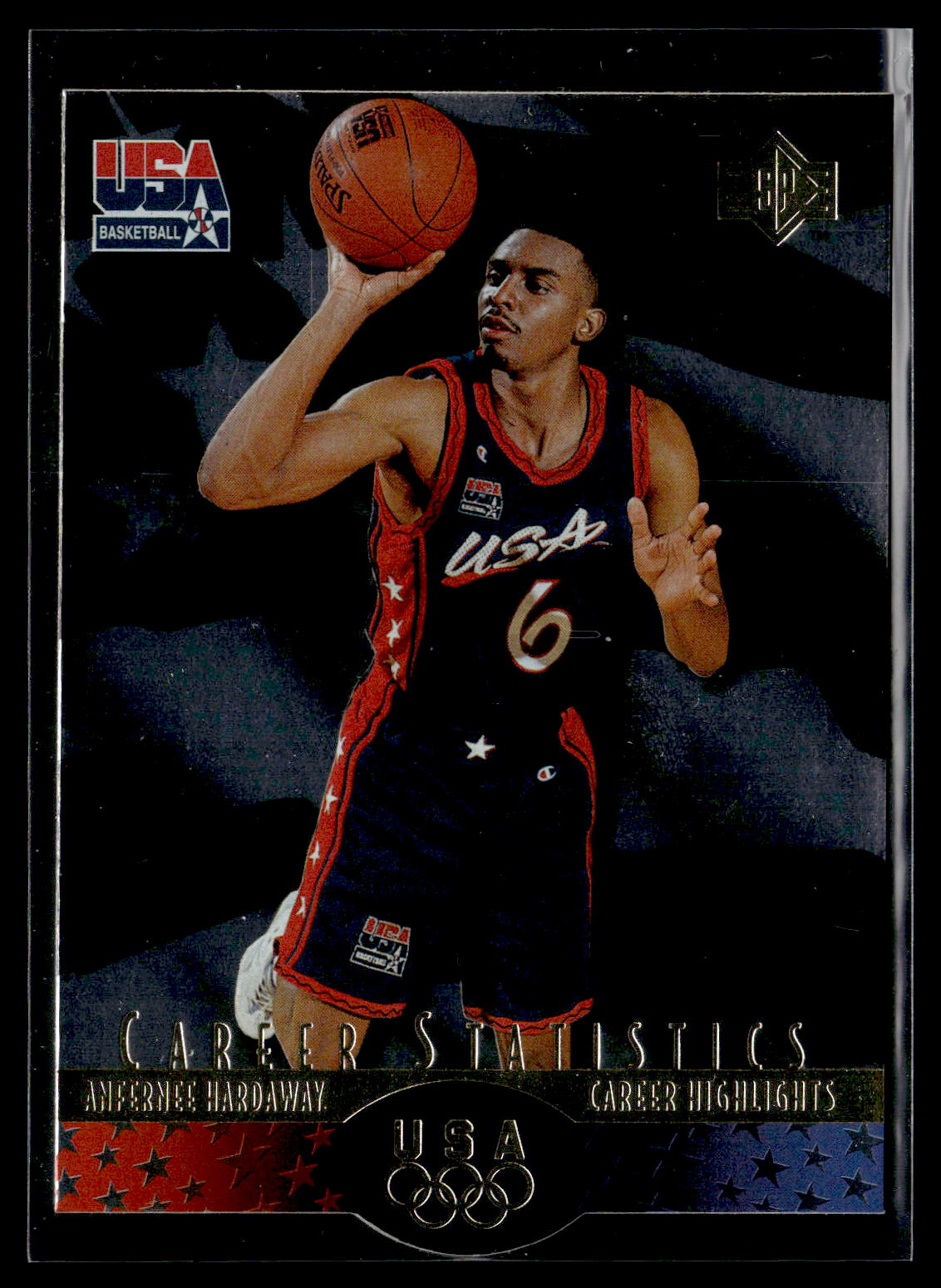 1996 Upper Deck USA #S1 Anfernee Hardaway SP Career Statistics Gold