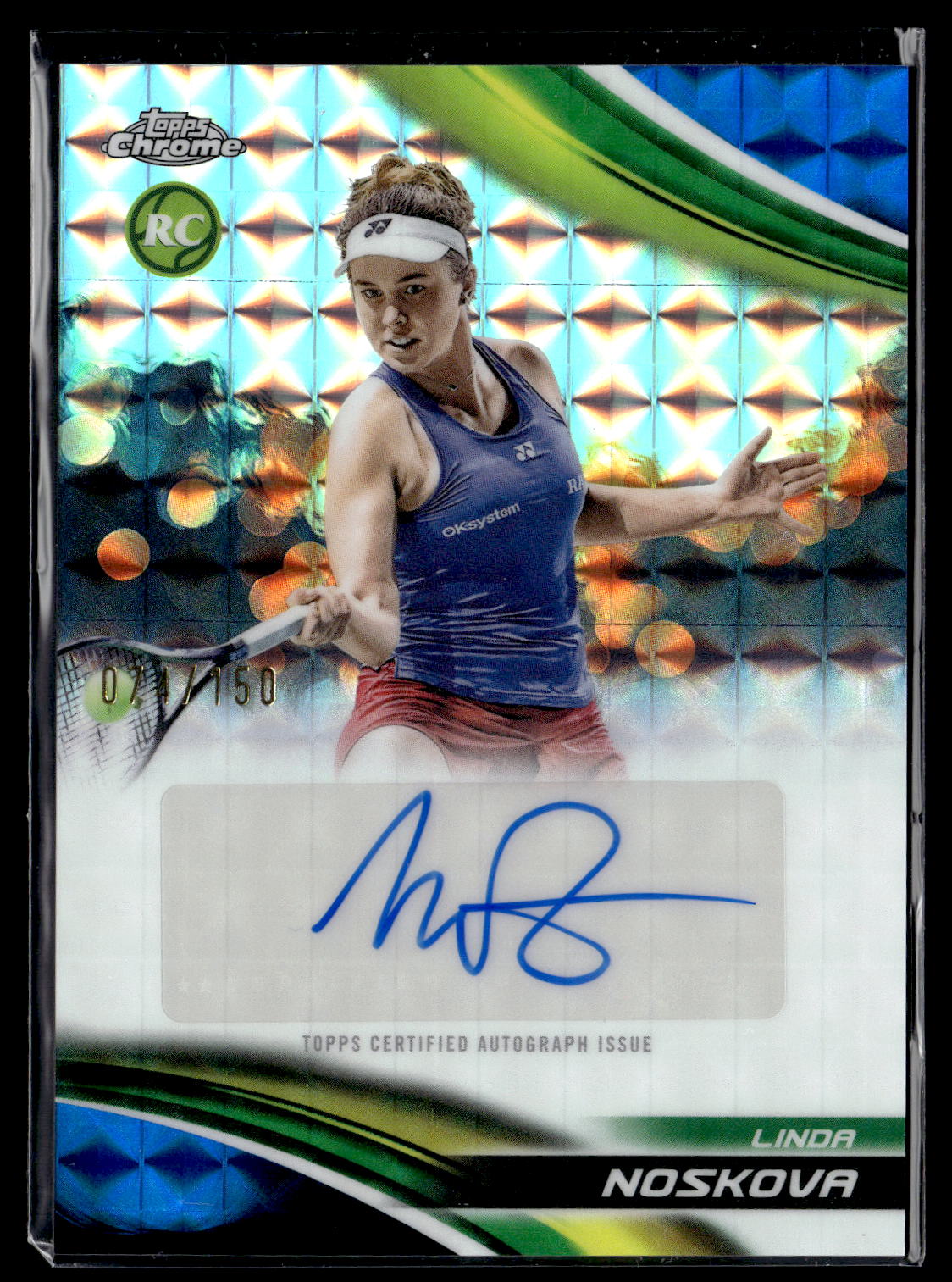 2025 Topps Chrome #CA-LNA Linda Noskova Auto Blue Geo /150