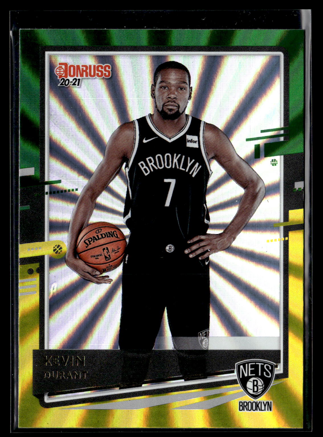 2020-21 Donruss #93 Kevin Durant Holo Green and Yellow Laser