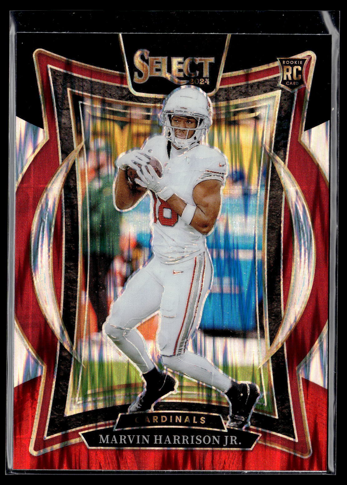 2024 Panini Select #28 Marvin Harrison Jr. Black & Red Prizm Shock Rookie