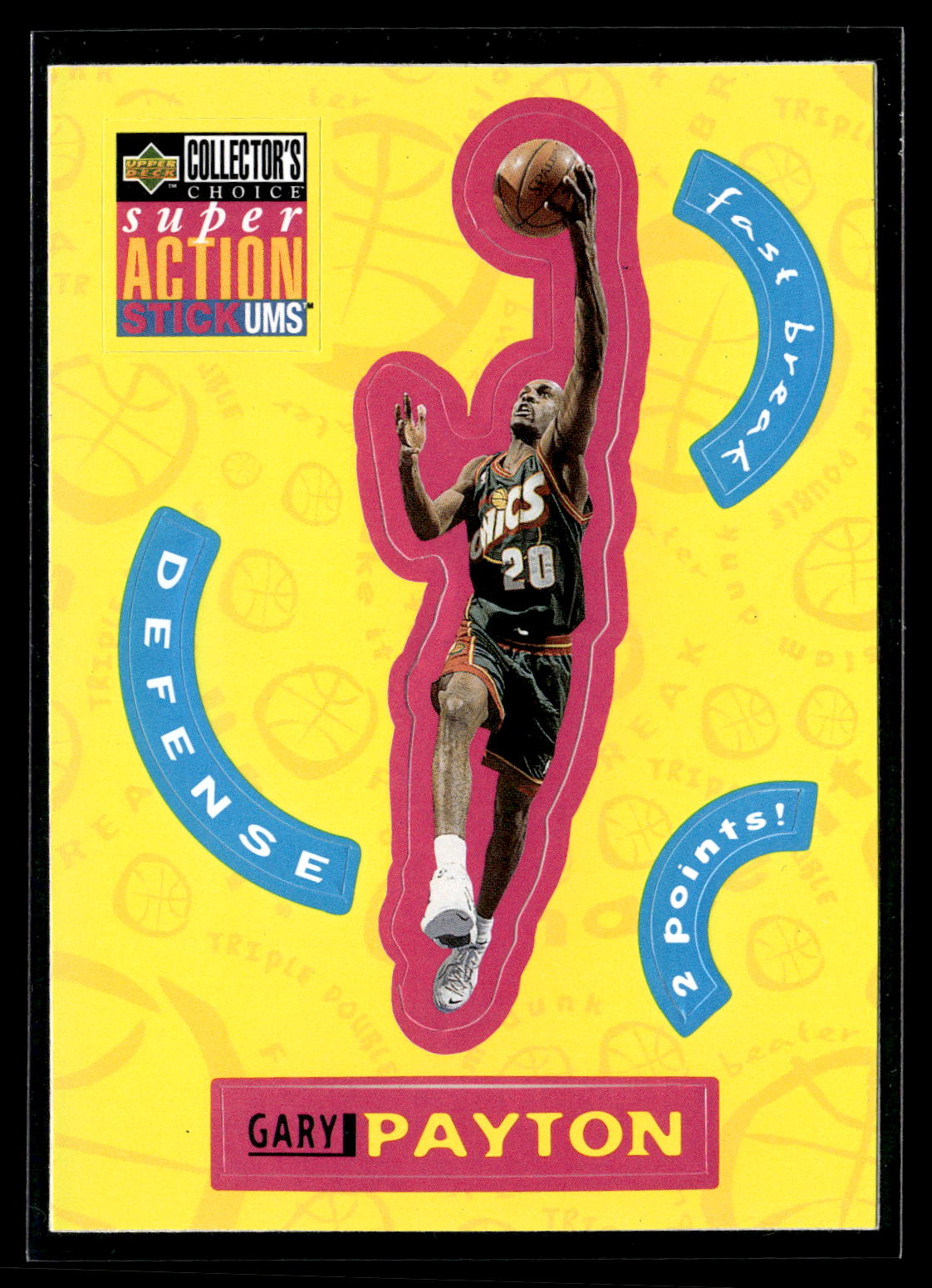 1996-97 Collector's Choice #S25 Gary Payton Super Action Stick 'Ums S2