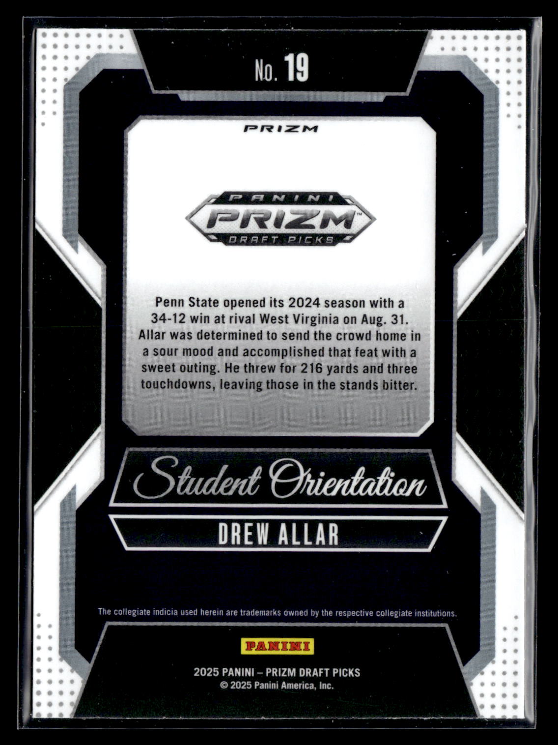 2025 Panini Prizm Draft Picks #19 Drew Allar Student Orientation Green