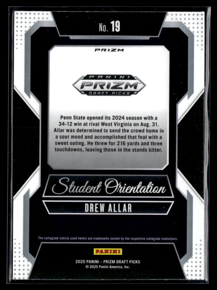 2025 Panini Prizm Draft Picks #19 Drew Allar Student Orientation Green