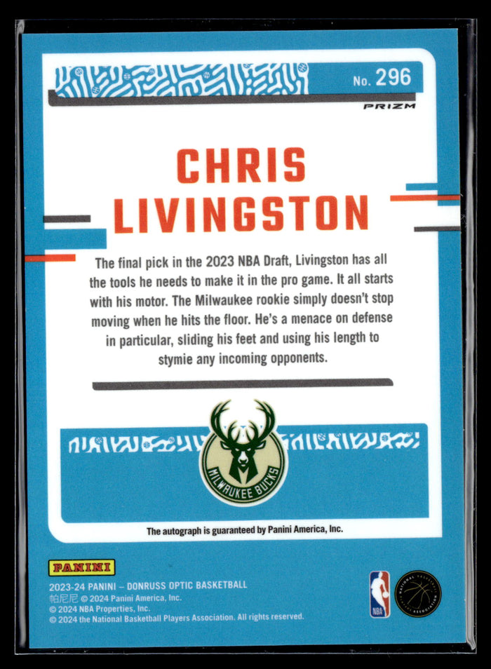 2023-24 Donruss Optic #296 Chris Livingston Choice Red Auto Rookie