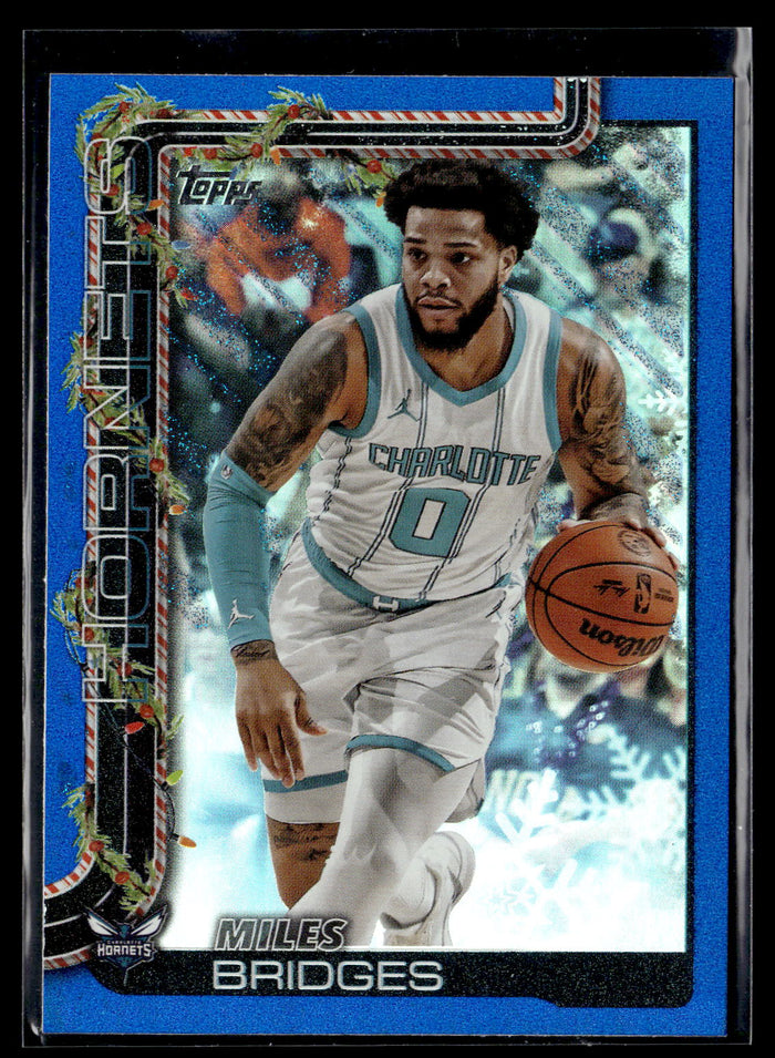 2025-26 Topps Holiday #H55 Miles Bridges Blue Metallic Glitter Holiday