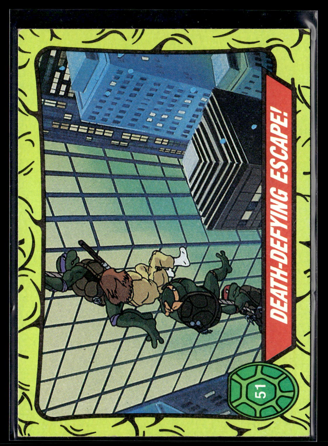 1989 Topps Teenage Mutant Ninja Turtles #51 Death-Defying Escape!