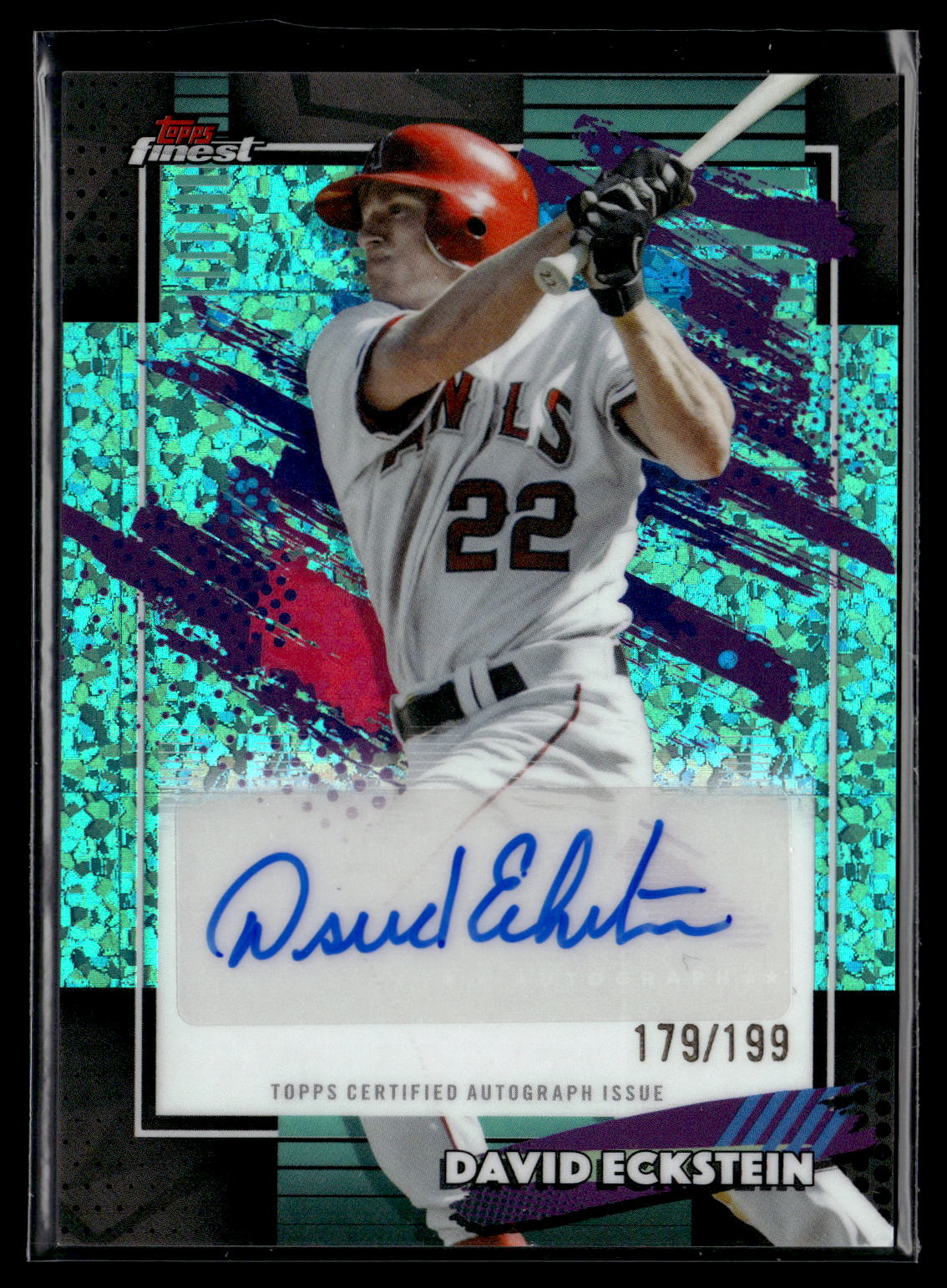 2026 Finest #FMA-DEC David Eckstein Finest Mega Autographs Aqua Mini Diamond