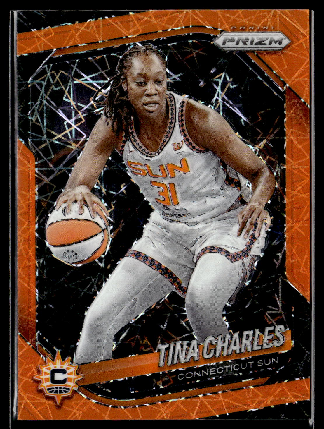 2025 Panini Prizm WNBA #3 Tina Charles Orange Velocity Prizms