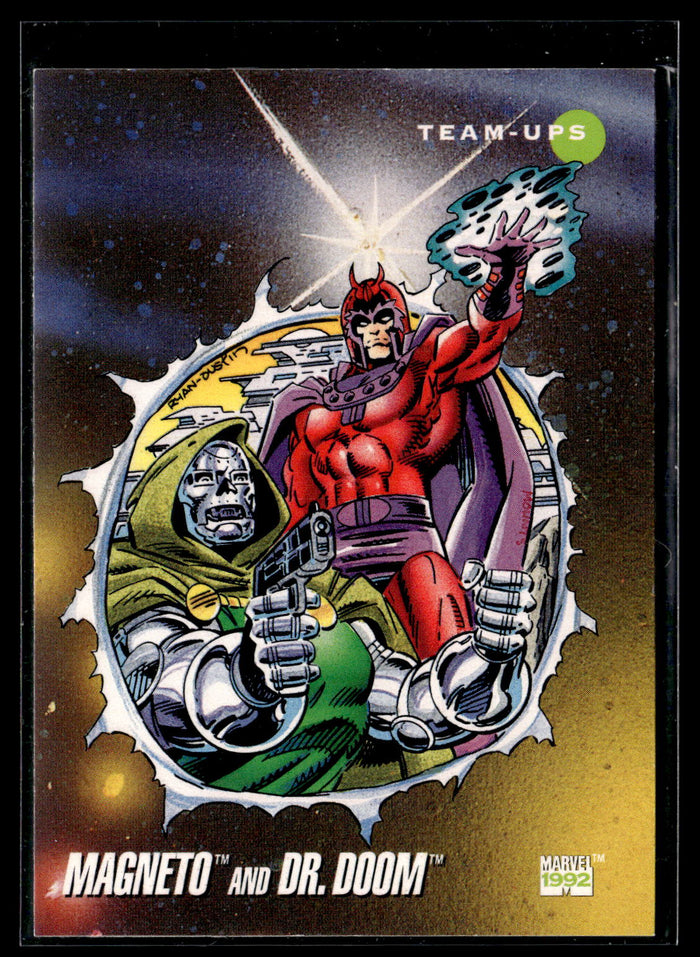 1992 Impel Marvel Universe #78 Magneto and Dr. Doom