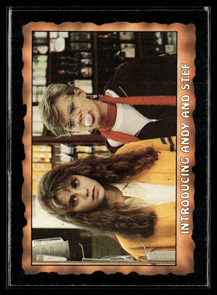 1985 Topps The Goonies #7 Introducing Andy and Stef