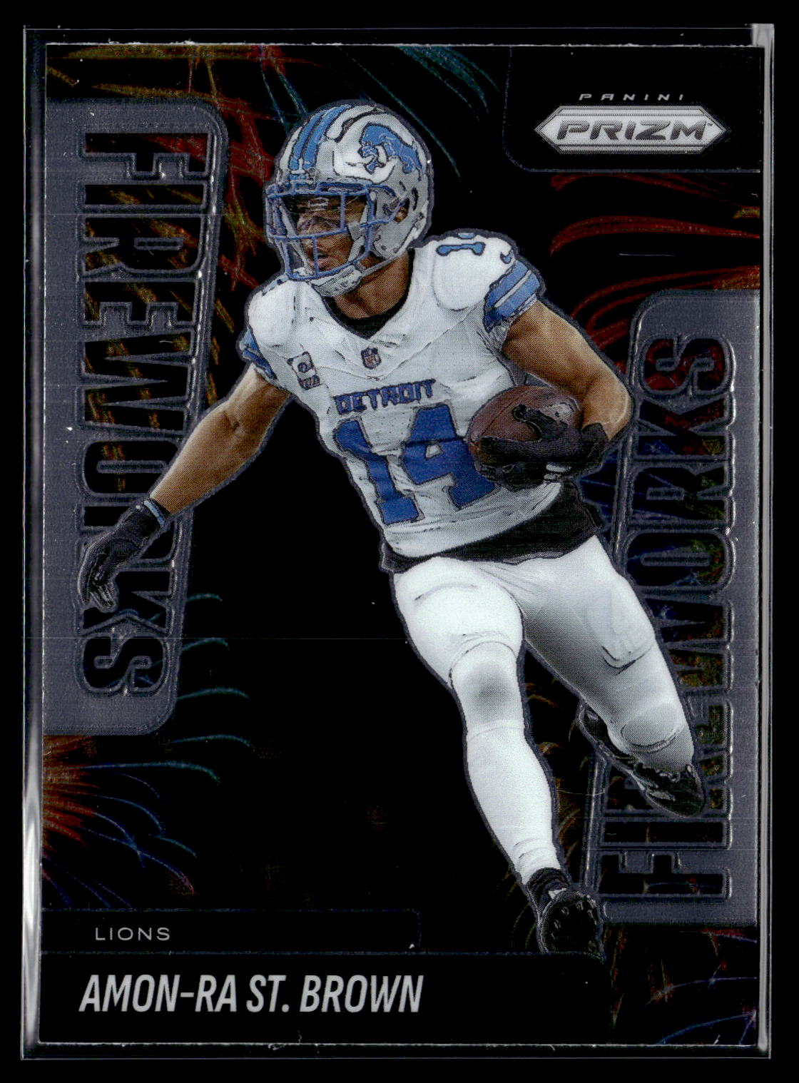2025 Panini Prizm #16 Amon-Ra St. Brown Fireworks