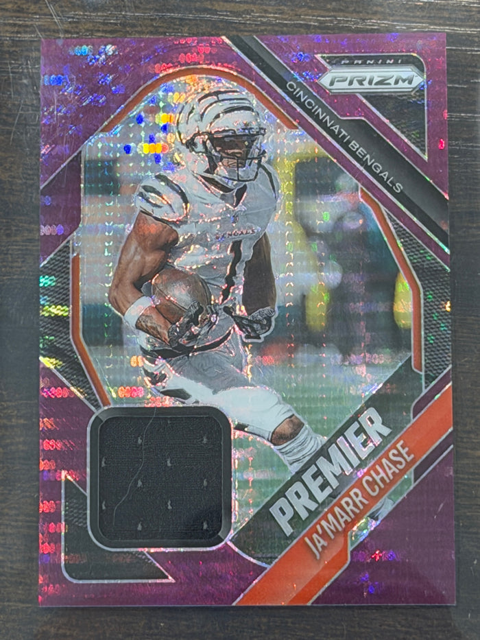 2025 Panini Prizm #PJY-JCH Ja'Marr Chase Premier Jerseys Purple Pulsar